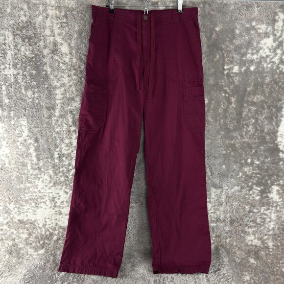 Carhartt Tall Size M Cargo Drawstring Jeans Button Zip Purple Pants Pocket - Picture 1 of 11